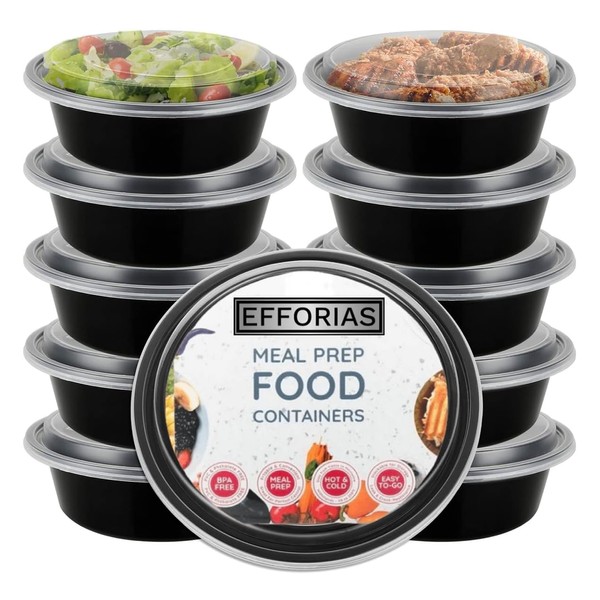 Efforias (40 Pack, 32oz) Round Plastic Meal Prep Containers -