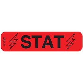 Pharmex 1-375 "STAT" Permanent Paper Label, 1 9/16" x 3/8", Red, Pack of 1000
