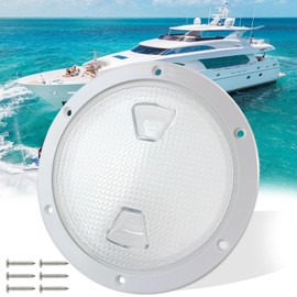 VEITHI 6" Boat Hatch Deck Plate - Marine Access Hatch Round with Detachable Cover for RV Marine Boat Kayaks Yacht - Boat Hatch Cover Circular Non Slip Inspection Hatch with Screws(White Transparent