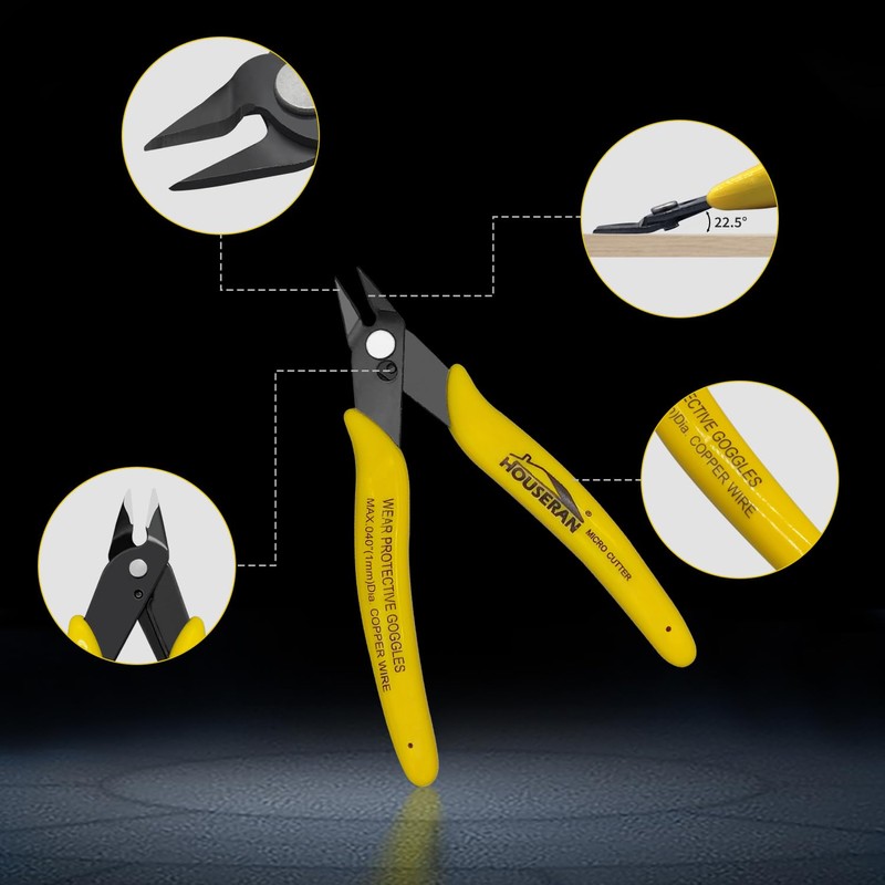 HOUSERAN Flush Cutters, 5 Pack, 5 Inch Micro Flush Cut