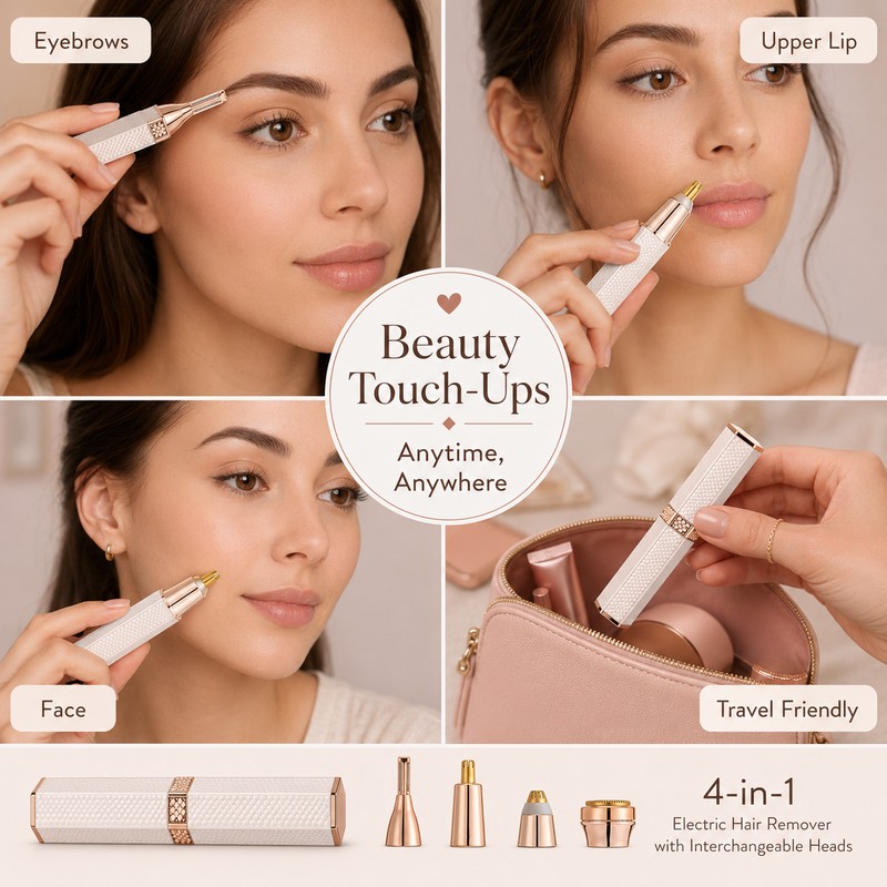 4-in-1 Electric Facial Hair Remover for Women – Rechargeable Lipstick