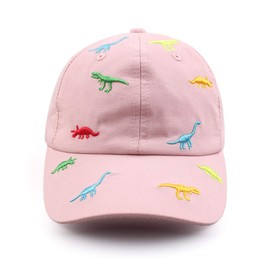 XIAOHAWANG Summer Baseball Cap for Boys Girls Adjustable Sports Cap Children with Dinosaur Embroidery Peaked Cap Children UV Protection 2–6 Years, (Pink)