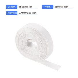 MECCANIXITY Flat Nylon Webbing Strap 1 Inch 15 Yards White for Backpack, Cargo Strap, Luggage-Rack