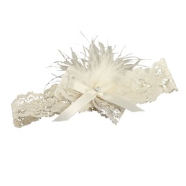 Ivy Lane Design Vintage Feather Brooch Wedding Garter, Small, Ivory