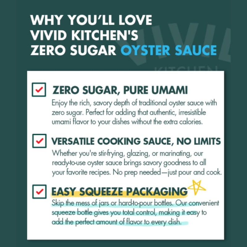 VIVID KITCHEN Oyster Sauce| Zero Sugar & Low-Calorie Sauces |