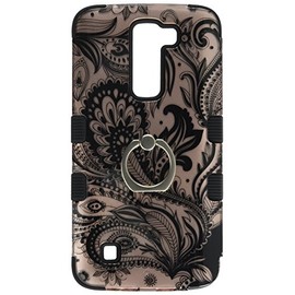 Asmyna Tuff Panoview Hybrid Protector Cubierta para LG K7 (Militar Certificado con Metal Anillo Stand) – Rose Gold/Black – lgk7hpctuffs2dim1009np