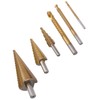 6Pcs/Set Titanium HSS Drill Set Round Shank Straight Grooved Step