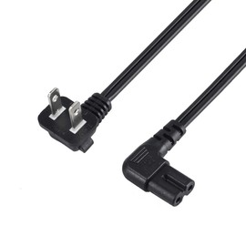 VSEER 1.5FT SPT-2 18 AWG Angled 2-Slot Non-Polarized Angle Figure 8 Power Cord (IEC320 C7 to Nema 1-15P), Black (1.5FT)