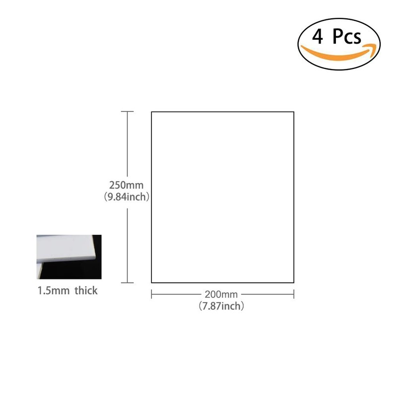 ABS0915 4pcs 1.5mm Thickness 200mm x 250mm White Polystyrene Sheets
