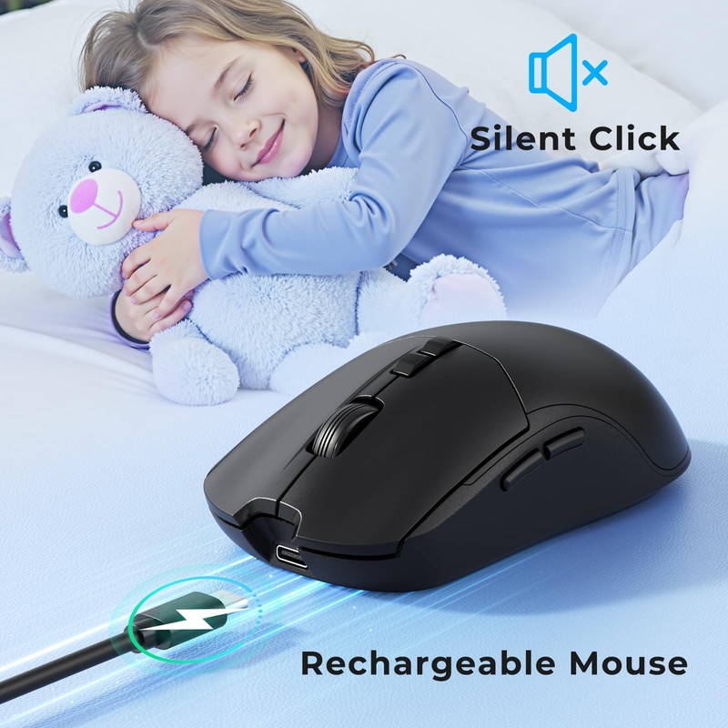 KOPJIPPOM Silent Wireless Keyboard and Mouse Combo - Keyboard with