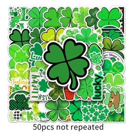 50 Pcs Four-Leaf Clover Stickers Cute Waterproof Green Flower Sticker for Water Bottle Laptop Skateboard Phone Computer Car Notebook Helmet Bike,Vinyl Trendy Plants Decals for Teens Boys Giris Adults