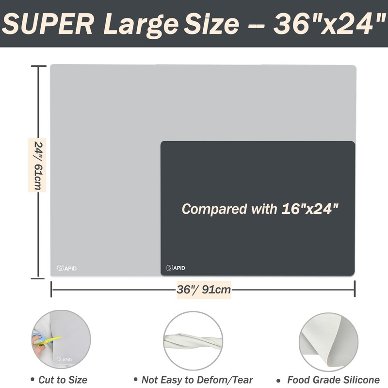 Extra Large Silicone Mat 36" x 24" Place Mats, Heat