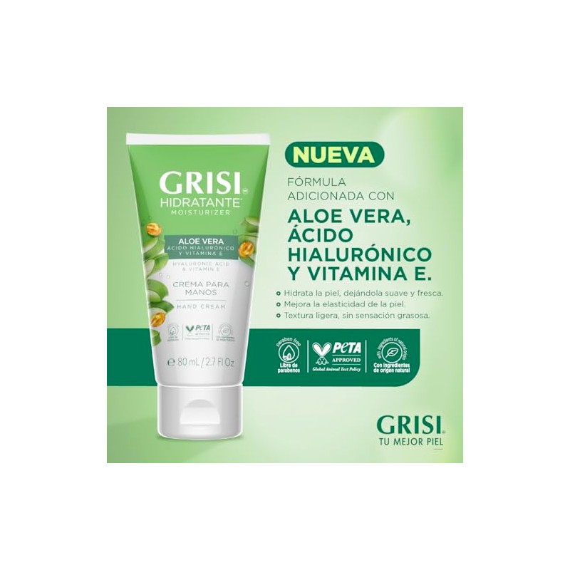 GRISI Crema para Manos con Aloe Vera y Ácido Hialurónico
