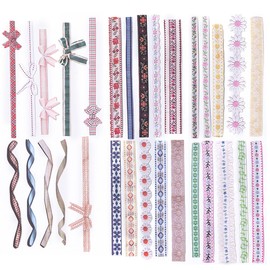 60pcs Vintage Thick Cutout Bow Tie Flower Scrapbook Paper Collage Supplies, Long Strip Bow Tie Flower Paper Cut Outs stickers Bulk for Crafts Scrapbooking Card Making Bulletin Board