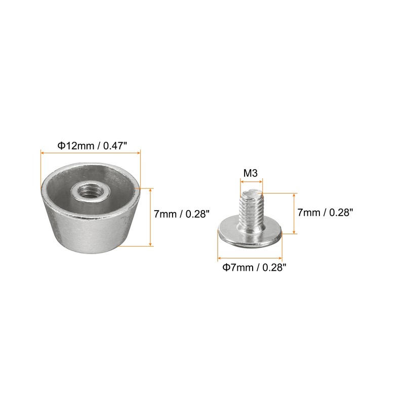 sourcing map 8 Set Rivets Stud Handbag Purse Feet 1/2"