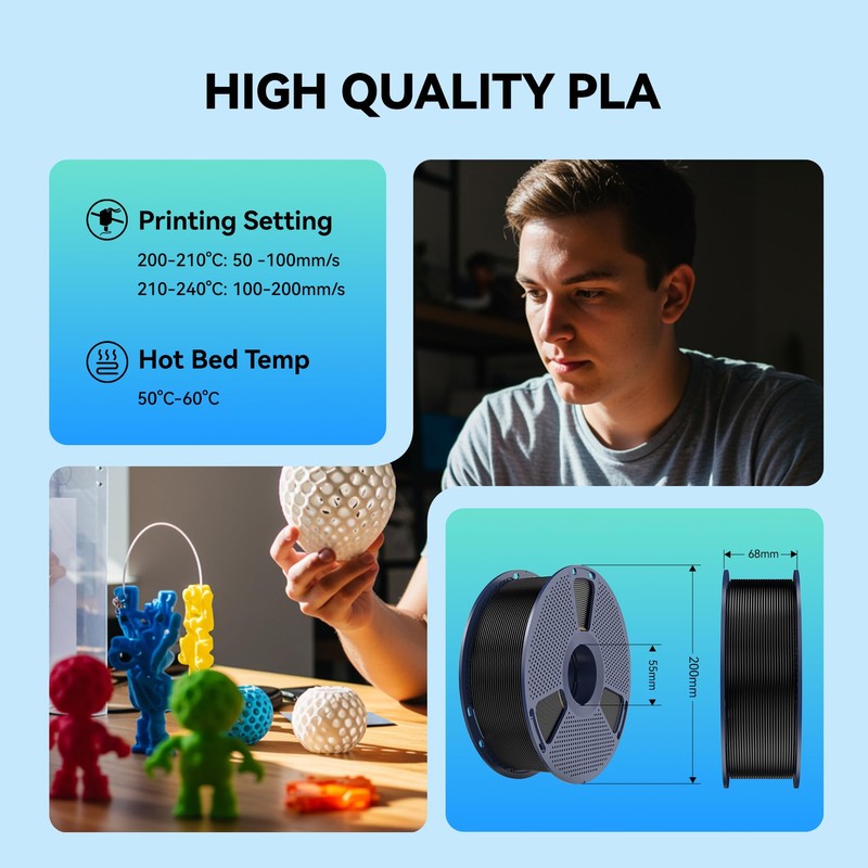 SUNLU PLA 3D Printer Filament PLA Filament 1.75mm, Neatly Wound