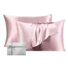 LINENOVA 100% Mulberry Silk Pillowcase for Hair and Skin, Both Sides 22 Momme Silk Queen Pillow Cover, Smooth Breathable Blush Pillow Case with Hidden Zipper, Gifts for Women 2 Pack(50 * 75cm)