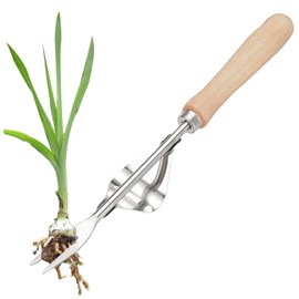 SNONESIY Unkrautstecher Manuelles Unkrautjätgerät Aus Edelstahl Handjätgerät für den Garten Manueller Unkrautstecher Edelstah Unkrautgabel mit Holzgriff Geeignet für Gartenrasen und Höfe