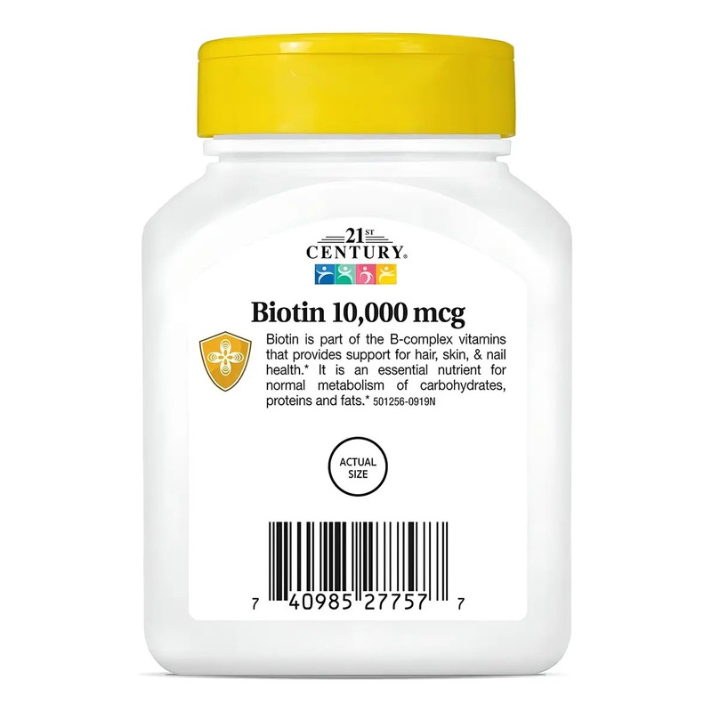 Biotina 21st Century 10,000 Mcg Para Cabello Piel Y Uñas