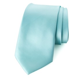 Spring Notion Men's Solid Color Satin Microfiber Tie, Skinny Aqua