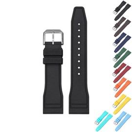 Quick Release Rubber Band For IWC Pilot Portuguese Watches, Replacement Watch Band With Buckle For IWC Schaffhausen Pilot Watches FKM Rubber Watch Strap - Multiple Colors (22mm, Black)