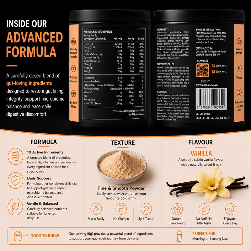 Gut Axis Advanced Gut Repair Formula 270g Vanilla | 5g