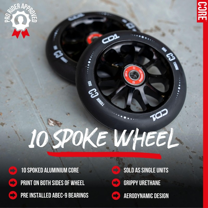 CORE CD1 Spoked Stunt Scooter Wheel 110mm ABEC 9 Bearings