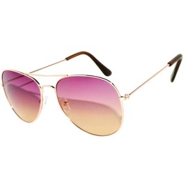 Aviator Oversized Women Men Metal Sunglasses Fashion Designer Frame Colored Lens OWL (064_C1_Purple_Brown, PC Lens)