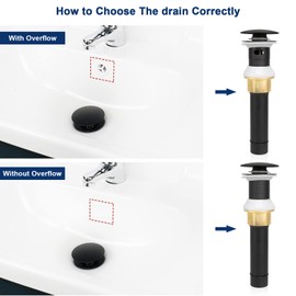 NearMoon Bathroom Sink Drain Without Overflow, 304 Stainless Steel Pop up Drain with Detachable Strainer Basket, Anti-Clogging Hair Catcher Assembly Stopper Vessel Sink (Matte Black)