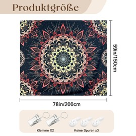 Hoypeyfiy 200 x 150 cm Mandala Tapestry, Indian Bohemian Hippie Wall Towel, Pink Lotus Tapestry, Room, Dormitory, Bedroom, Aesthetics