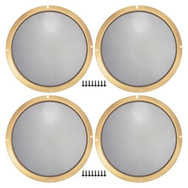 ACROPIX Universal 10" Car Speaker Grills Cover Mesh Round 10 Inch Audio Speaker Subwoofer Guard Protector Case with Screws Iron Gold Tone Black - Pack of 4
