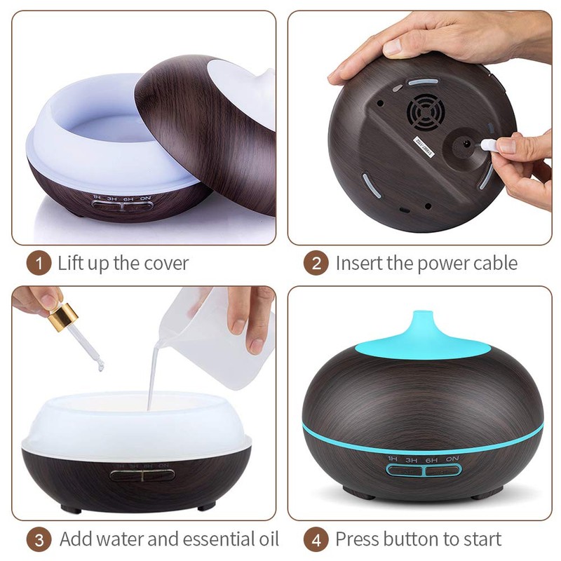 550ml Large Capacity Essential Oil Diffuser with 6 Essential Oil