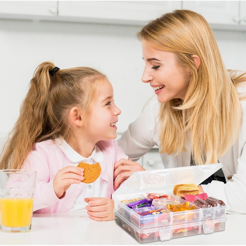 Surflyee 2PCS Snack Box with Compartments, Snack Boxes with 18