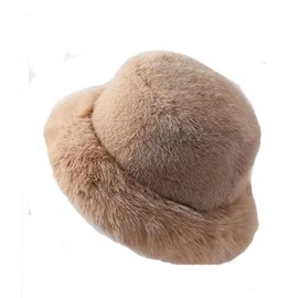 KGM Accessories Stylish New Super Fluffy Trim Soft Fleecy Faux Fur Bucket hat - Womens Winter Hats (Beige)