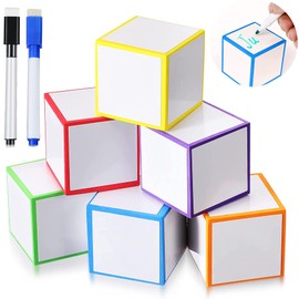 ESEHGS Dry Erase Blocks Set Dry Erase Blank Foam Dice Dry Erase Cubes with 5 Pieces Colorful Marker Pens for Game Math Classroom School Elementary Learning Tools Supplies Write Letters Numbers (8+2)