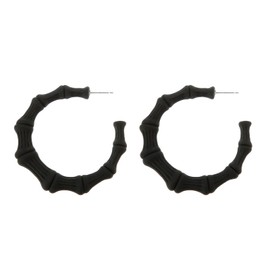Winssigma Large Bamboo Hoop Earrings, Lightweight Candy Acrylic Earrings for Women(Black)