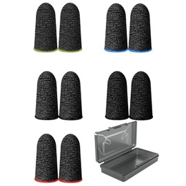 MYGLOAR 10 pieces gaming finger cots, mobile gaming finger cots, breathable thumb pads, finger guards, anti-sweat sleeves, particularly comfortable and stable finger cots with 1 matte storage box