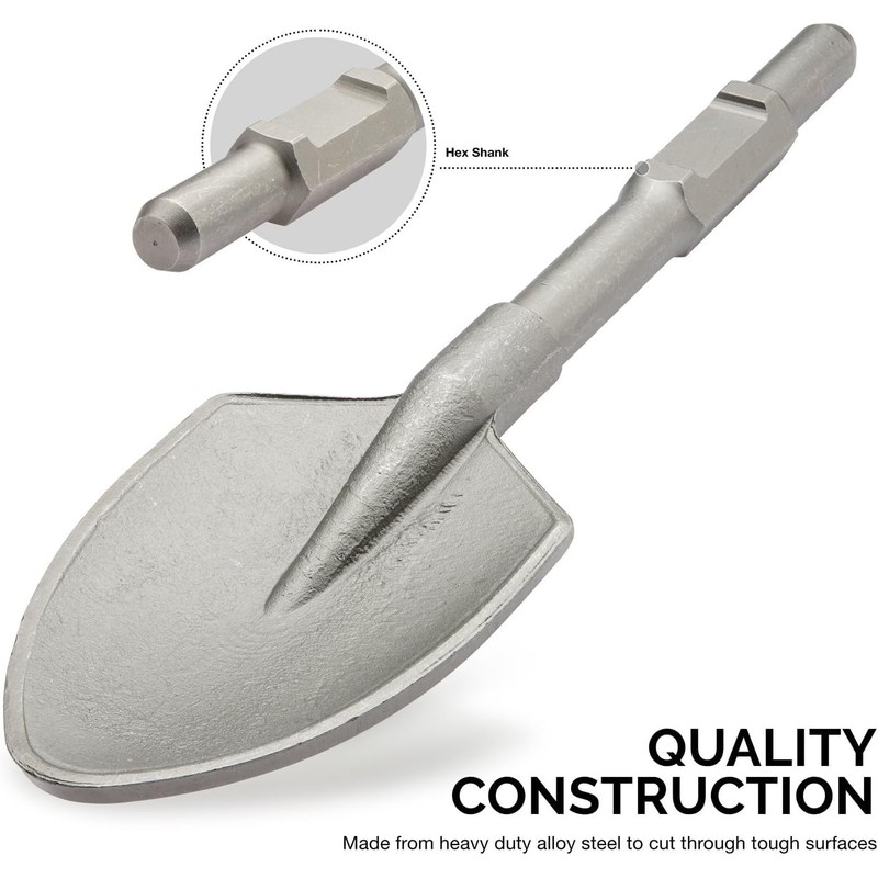 NEIKO 2627 Jack Hammer Bits, 1-1/8" Hex Shank Shovel Spade