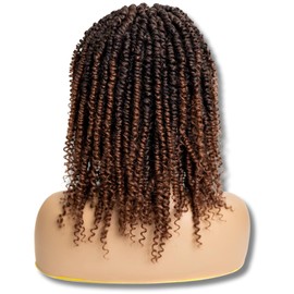 PIB 12'' Single Full Lace Wig – Passion Twist Square Parted, Knotless Braided Wigs for Black Women, Synthetic Lace with Natural Baby Hair (#1B30 Off Black and Brown, 12")