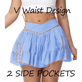COFCAT - Falda de tenis plisada para mujer, falda atlética ligera de cintura alta con bolsillos cortos, #1 azul cielo, X-Small