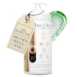 Marie D’Argan Gel Reductor Corporal 1000 ml Con Mentol, Alcanfor, Hiedra Europea Y Alga Laminaria, Anticelulitis, Reafirmante, Para Abdomen, Piernas Y Caderas, Textura Ligera