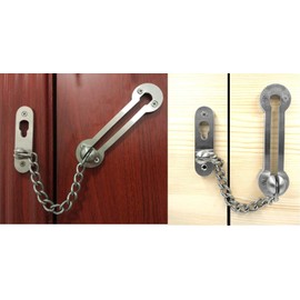 AR-House Extra-Thick Door Chain Lock- Sus304 Stainless Steel Casting Door Security Chain Guard, Heavy Duty Latch Lock for Inside Door, Brushed Nickel Finish (Deluxe Extra-Thick:3 mm)