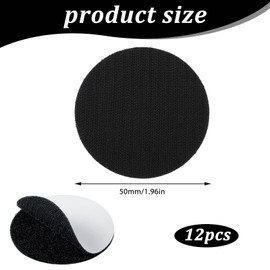 12 Pairs Referee Patch Hook and Loop Dots 2 Inch Adhesive Loop Tape Self Sticky Circle Double Sided Fasteners Black Nylon Self Adhesive Dots for Home Office