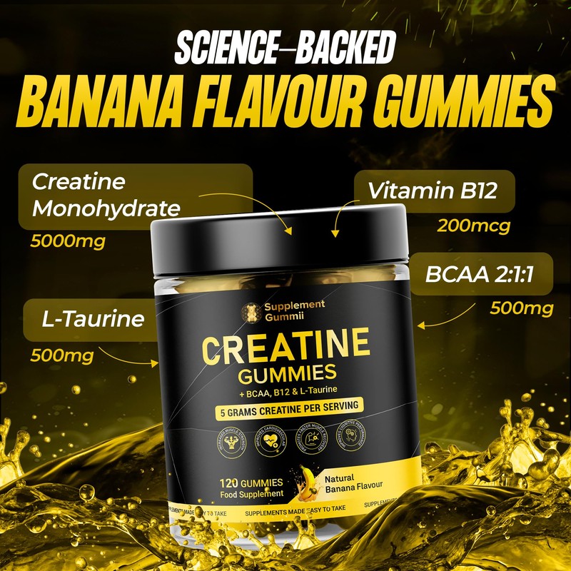 Creatine Monohydrate Gummies 5000mg 120 Vegan Gummies 30 Servings
