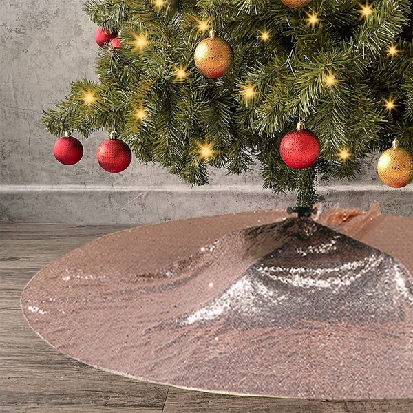 Eternal Beauty 127cm Round Christmas Sequin Tree Skirt Xmas Tree Ornament for Holiday Decoration(50 inches,Rose Gold)