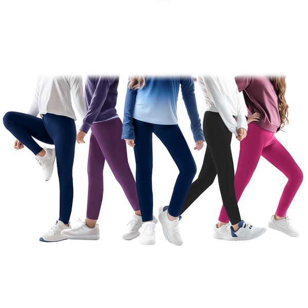 Whimtoyland 5 Pack Leggings for Girls Pants: Ankle Length Girl