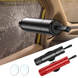 VBGURR 2 Pcs Car Window Breaker Window Hammer Multi-Functional Window Breaker Glass Breaker, Seat Belt Cutter for Car Window (Black Red)