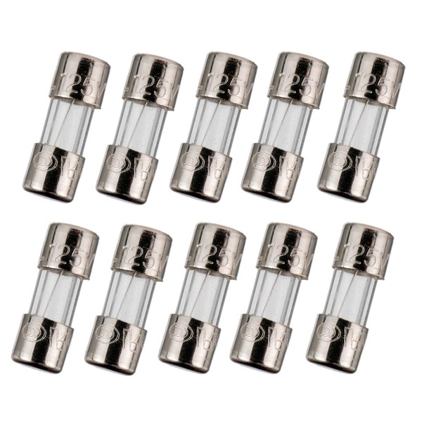 BOJACK Mini Fuse 3.6x10 mm 2.5 A 2.5 amp 125 V 125 Volt 0.14x0.39 Inch F2.5AL125V Fast Blow Glass Fuses(Pack of 10 Pcs)