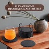 GOH DODD Drink Coasters with Holder, 8 Pieces Round Slate