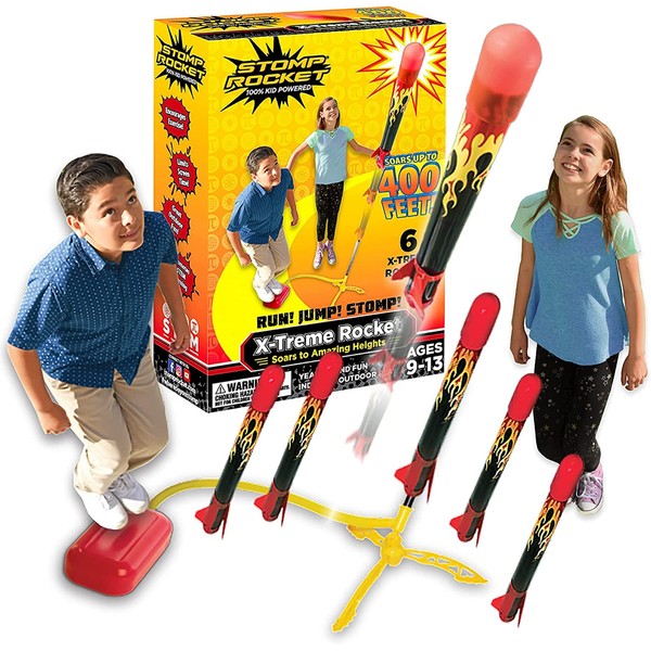 Stomp Rocket Super High Performance X-Treme Launcher - Soars up to 400 Ft - 6 Extreme Height Rockets and Adjustable Launcher Stand - Fun Outdoor Toy and Gift for Boys or Girls Age 9+ Years Old